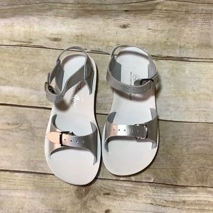 BNIB Sun San Salt Water Sandals Surfer silver size US Kids 13